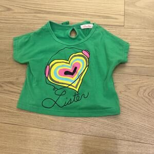 Best Kids Girls Green “Sister” Heart Graphic Top Size 8